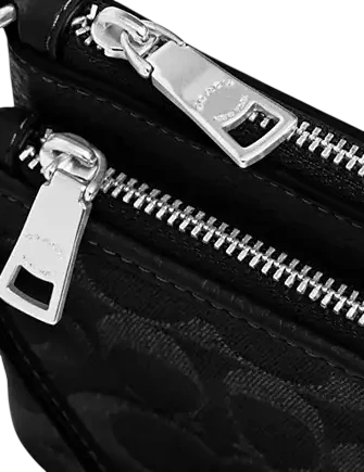 Coach Double Zip Wallet In Signature Denim Black