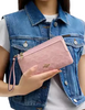 Coach Double Zip Wallet In Signature Denim Light Pink