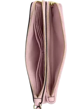 Coach Double Zip Wallet In Signature Denim Light Pink