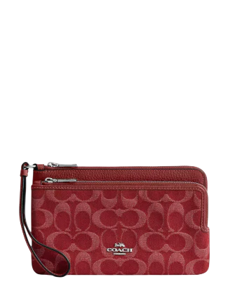 Coach Double Zip Wallet In Signature Denim