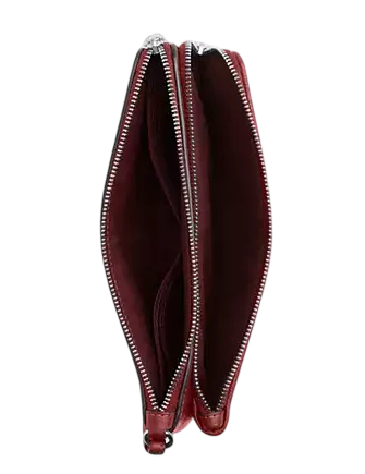 Coach Double Zip Wallet In Signature Denim True Red 