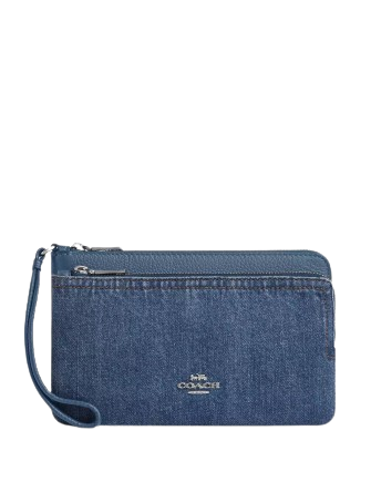 Coach Double Zip Wallet Indigo
