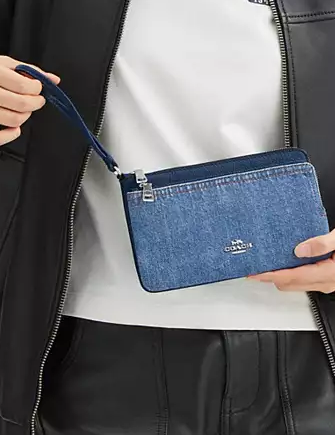 Coach Double Zip Wallet Indigo