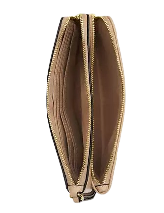 Coach Double Zip Wallet With Horse And Carriage  Dark Natural 