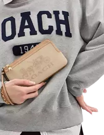 Coach Double Zip Wallet With Horse And Carriage  Dark Natural 