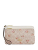 Coach Double Zip Wallet With Signature Canvas With Floral Print Sand