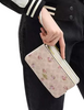 Coach Double Zip Wallet With Signature Canvas With Floral Print Sand