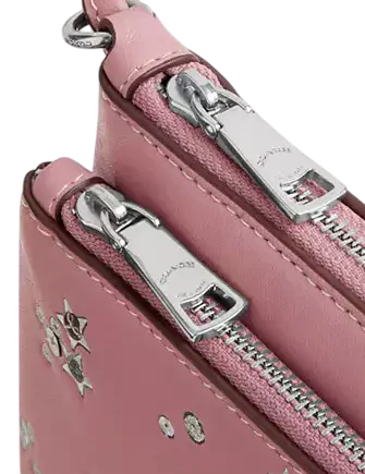 Coach Double Zip Wallet With Star Print Dusty Pink