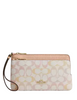 Coach Double Zip Wristlet In Pretty Signature Canvas Chalk Pink
