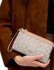 Coach Double Zip Wristlet In Pretty Signature Canvas Chalk Pink
