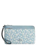 Coach Double Zip Wristlet With Floral Print Blue