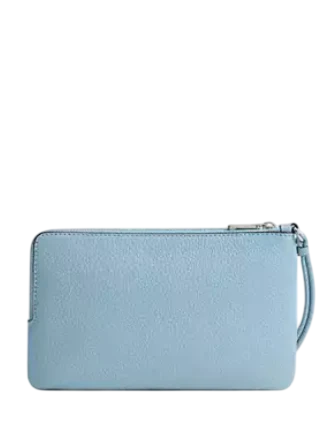 Coach Double Zip Wristlet With Floral Print Blue