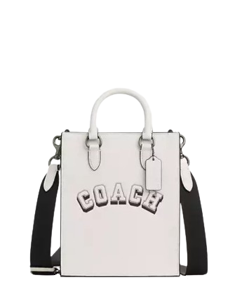 Coach Dylan Tote Bag With Varsity Motif Chalk Black 
