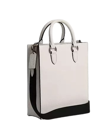 Coach Dylan Tote Bag With Varsity Motif Chalk Black 