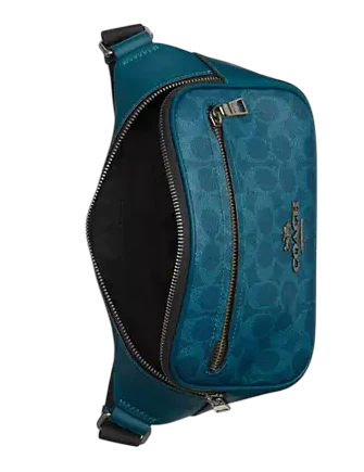 Coach Elias Belt Bag In Signature Canvas Aquamarine Teal