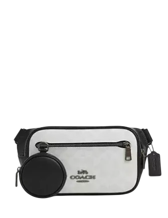Coach Elias Belt Bag In Signature Canvas Chalk Black