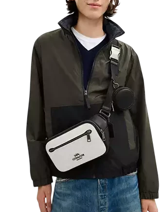 Coach Elias Belt Bag In Signature Canvas Chalk Black