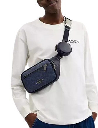 Coach Elias Belt Bag In Signature Canvas Denim Midnight Navy