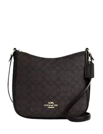 Coach Ellie File Bag In Signature Canvas Walnut Black