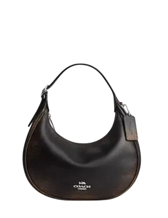 Coach Emily Shoulder Bag In Loved Leather Brown Black