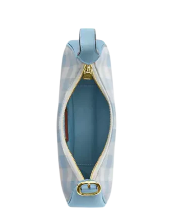 Coach Emily Shoulder Bag With Gingham Print And Charm Blue