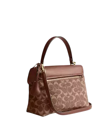 Coach Emory Top Handle Bag In Signature Chenille Light Khaki Vintage Brown