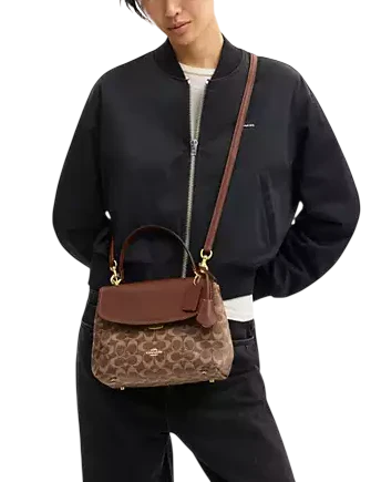 Coach Emory Top Handle Bag In Signature Chenille Light Khaki Vintage Brown