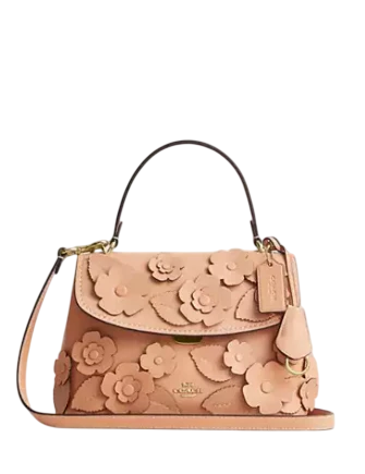 Coach Emory Top Handle Bag With Floral Applique Light Pink