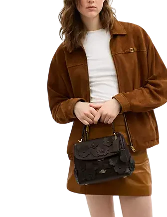 Coach Emory Top Handle Bag With Floral Applique Maple