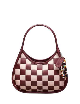 Coach Ergo Bag In Checkerboard Upcrafted Leather Wine Pink