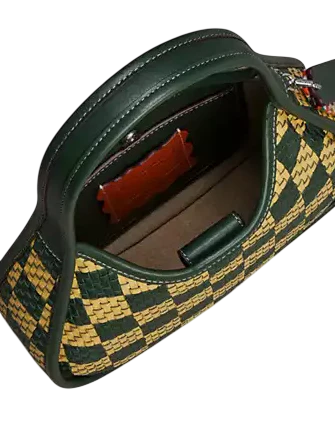 Coach Ergo Bag With Woven Checkerboard In Repurposed Leather Dark Fern Sunflower