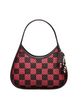 Coach Ergo Bag With Woven Checkerboard In Repurposed Leather Oxblood Strawberry Haze