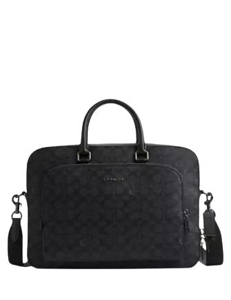 Coach Ethan Brief In Signature Canvas Charcoal Black