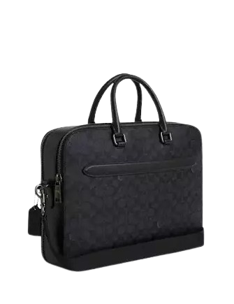 Coach Ethan Brief In Signature Canvas Charcoal Black