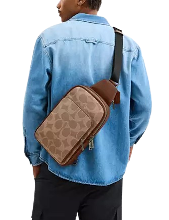 Coach Ethan Pack In Signature Canvas Tan Vintage Brown