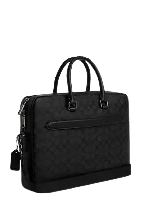 Coach Ethan Slim Brief In Signature Canvas Charcoal Black