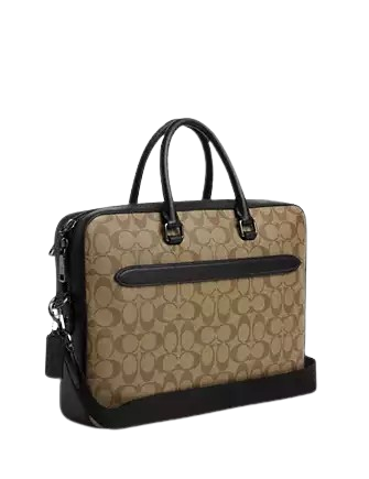 Coach Ethan Slim Brief In Signature Canvas Khaki Black
