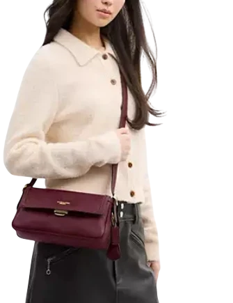 Coach Etta Small Flap Shoulder Bag Dark Cherry