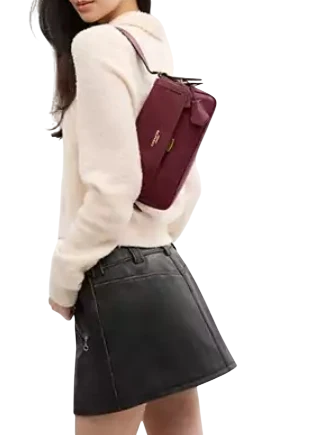 Coach Etta Small Flap Shoulder Bag Dark Cherry