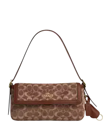 Coach Etta Small Flap Shoulder Bag In Signature Chenille Vintage Brown