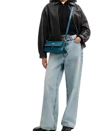 Coach Etta Small Flap Shoulder Bag Teal Ink