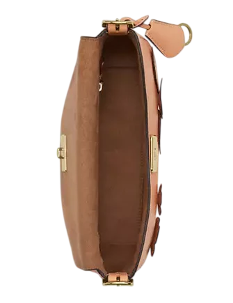 Coach Etta Small Flap Shoulder Bag With Floral Applique Light Pink