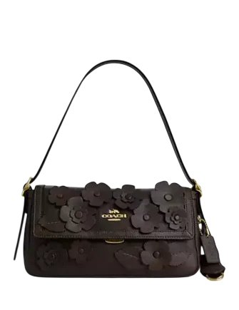 Coach Etta Small Flap Shoulder Bag With Floral Applique Maple