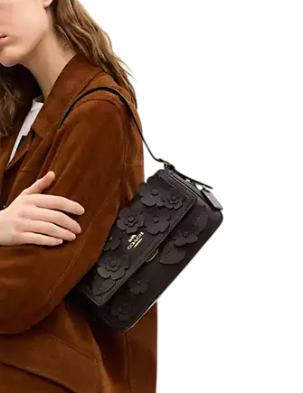 Coach Etta Small Flap Shoulder Bag With Floral Applique Maple