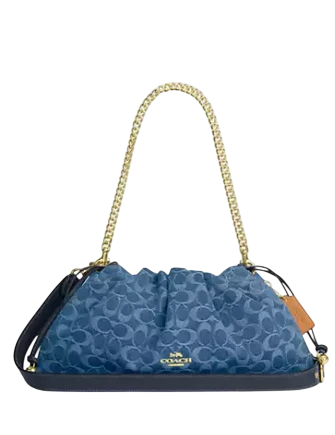 Coach Faye Large Shoulder Bag In Signature Denim