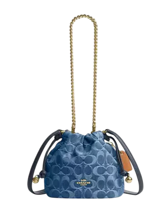 Coach Faye Mini Drawstring Bag In Signature Denim