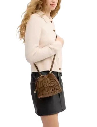 Coach Faye Mini Drawstring Bag With Fringe Cedar