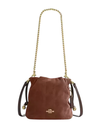 Coach Faye Mini Drawstring Bag With Quilting Vintage Brown Maple