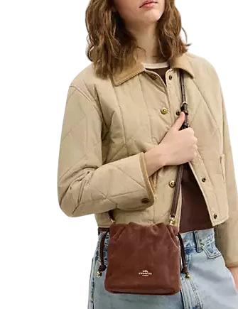 Coach Faye Mini Drawstring Bag With Quilting Vintage Brown Maple
