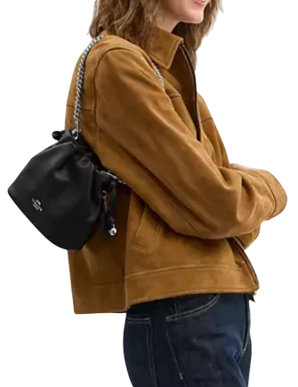 Coach Faye Mini Drawstring Bag With Ruching  Black